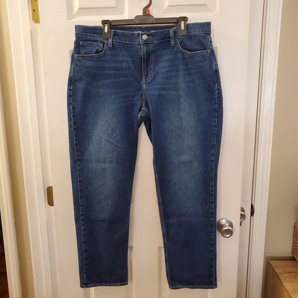 Old Navy Jeans Women 14 Blue Mid-Rise Wow Boyfriend‎ Relaxed Fit Denim Zip Fly